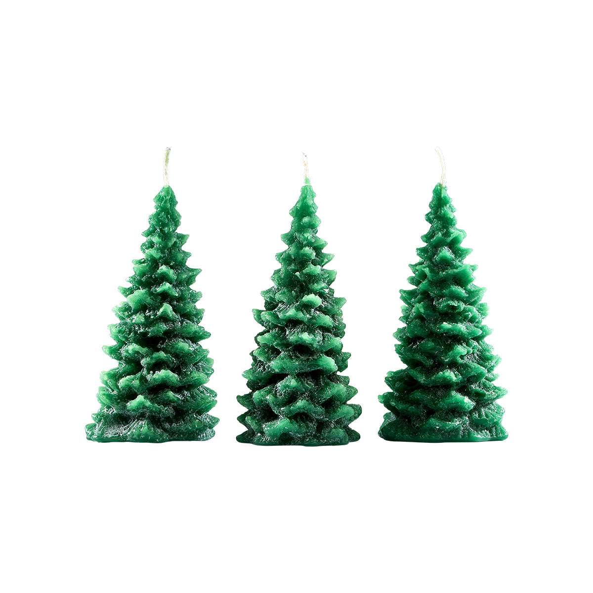 Green Christmas Tree Recycled Wax Candles - Set of 3 - Small