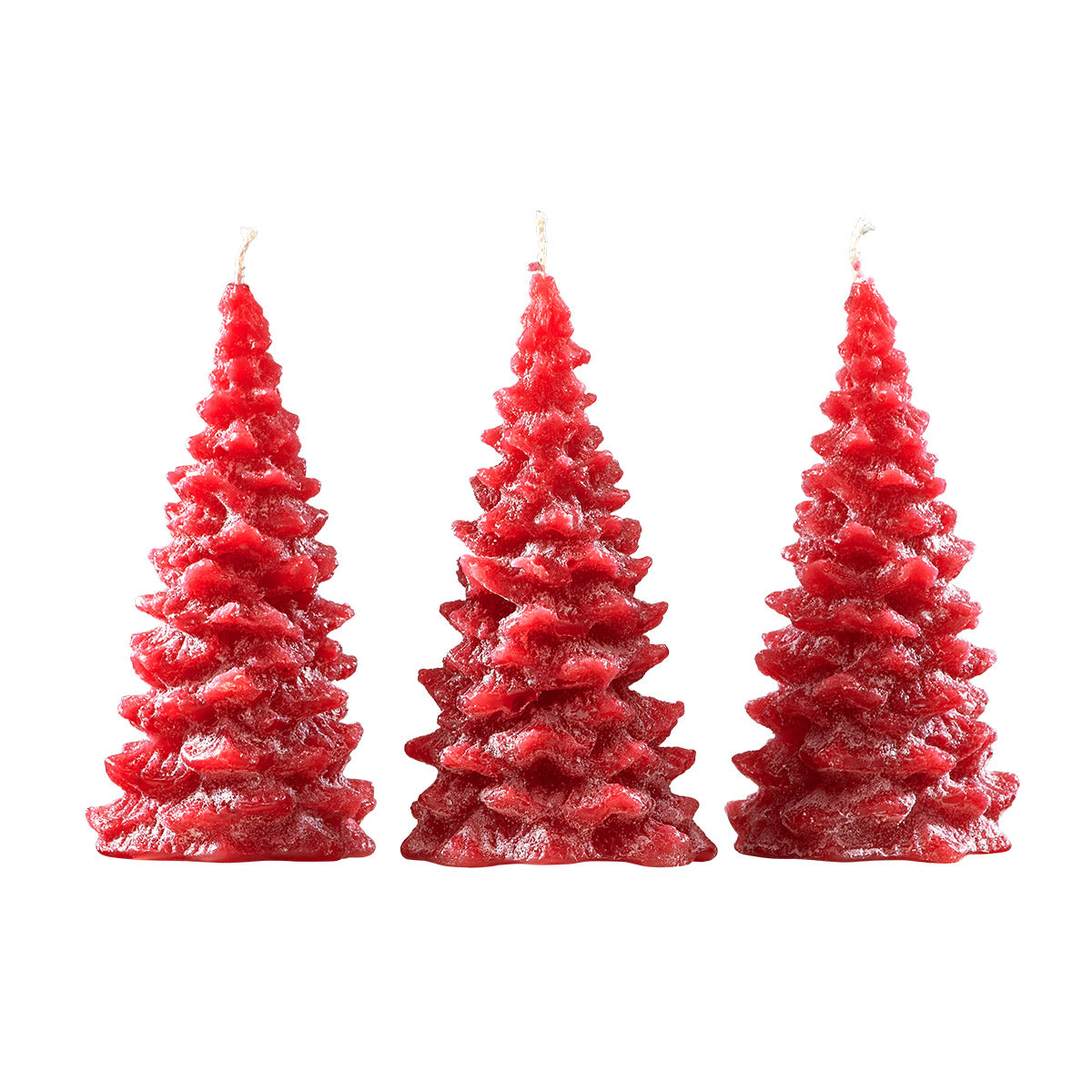 Red Christmas Tree Recycled Wax Candles - Set of 3 - Small