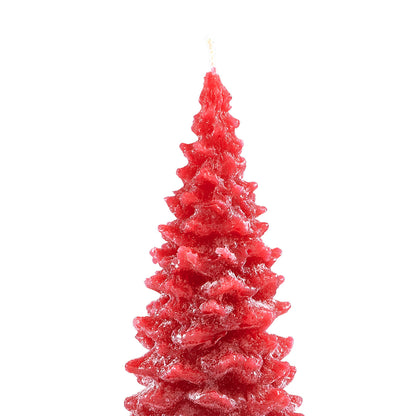 Red Christmas Tree Recycled Wax Candles - Set of 3 - Small