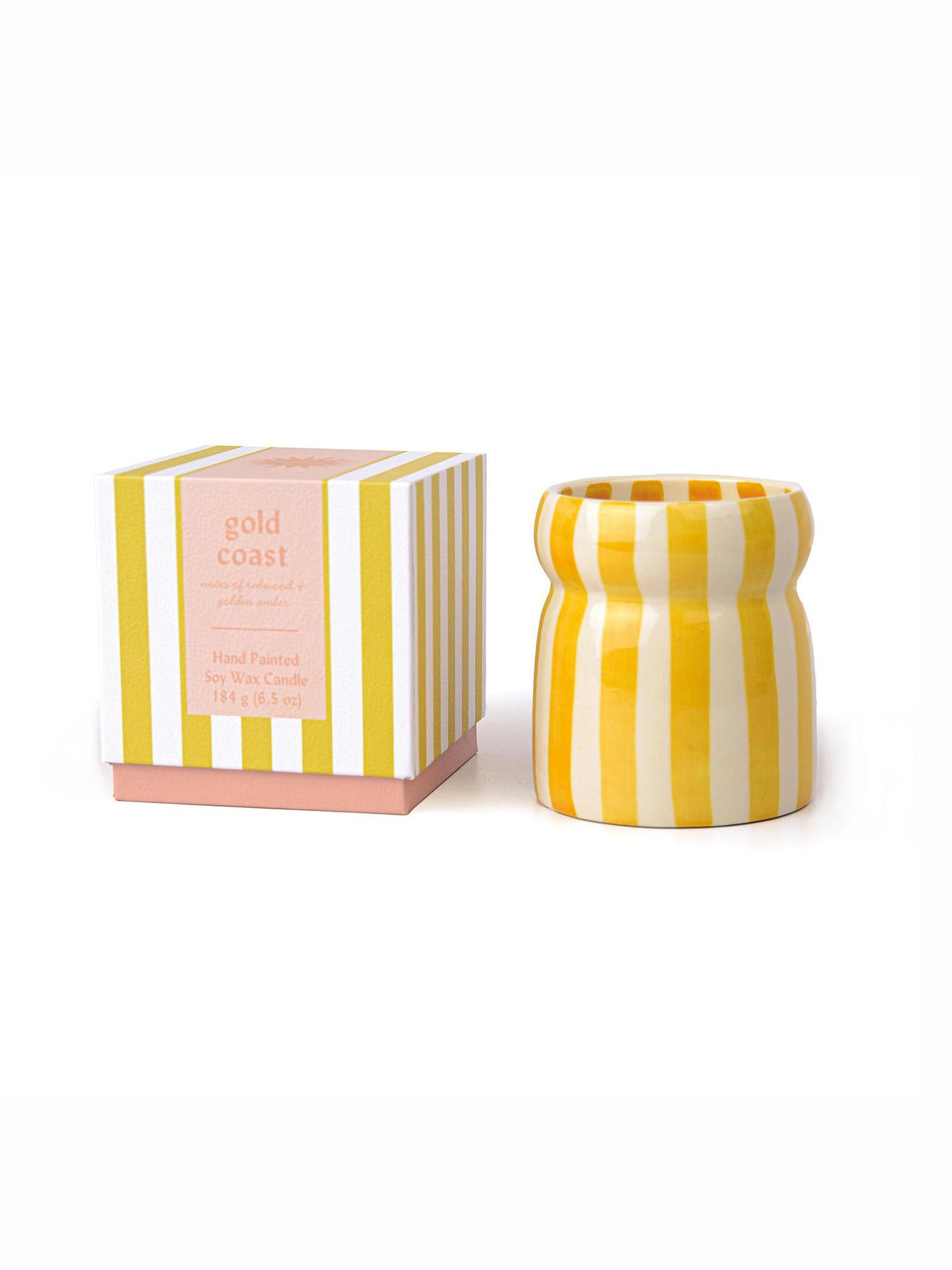 Cabana 6.5oz/184g Rust Striped Ceramic Candle - 7 Colours Available