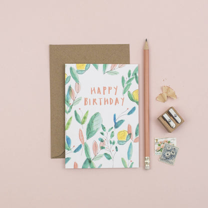 Botanical Happy Birthday Greetings Card