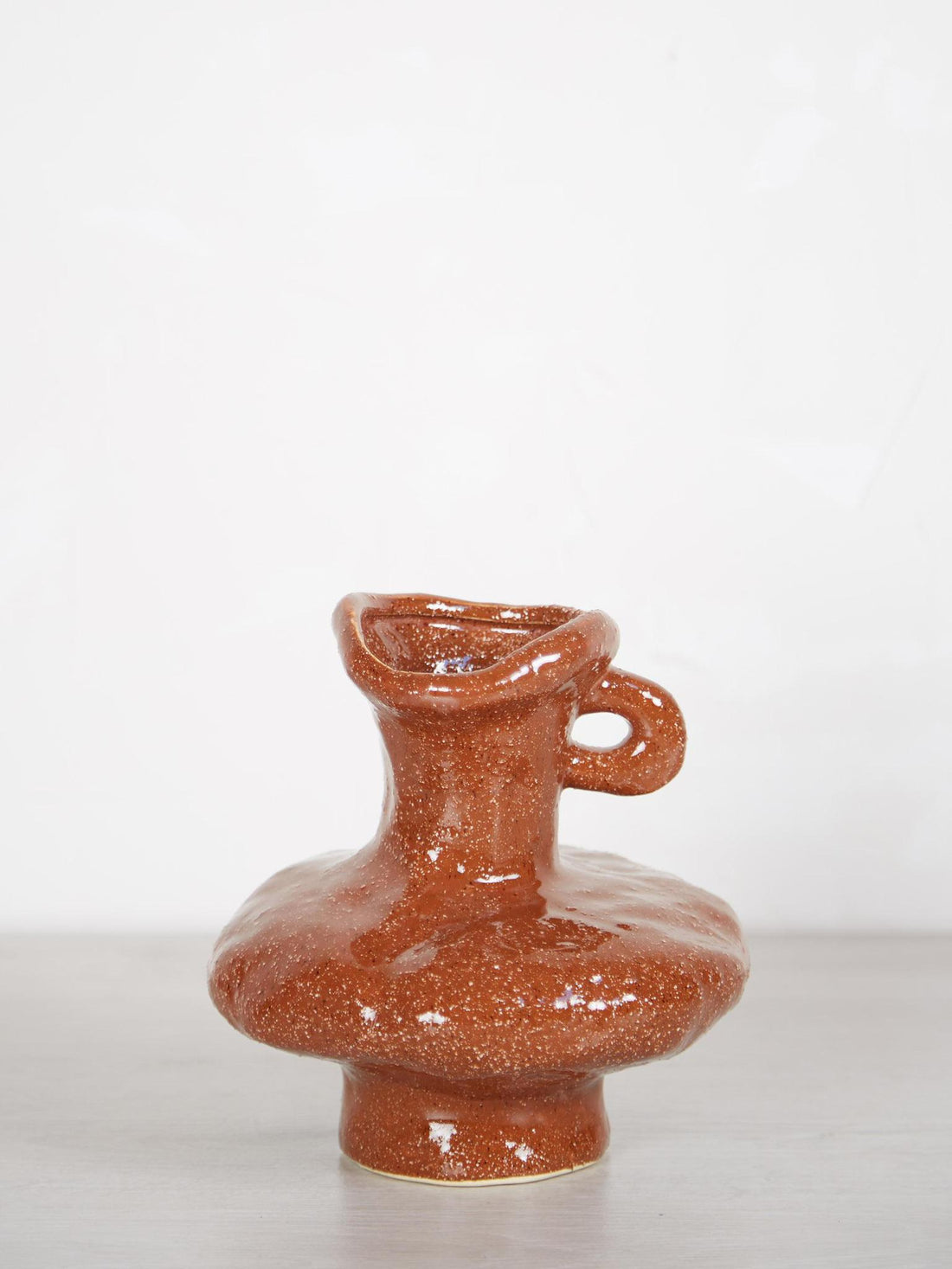 Stoneware Brown Vase with Handle