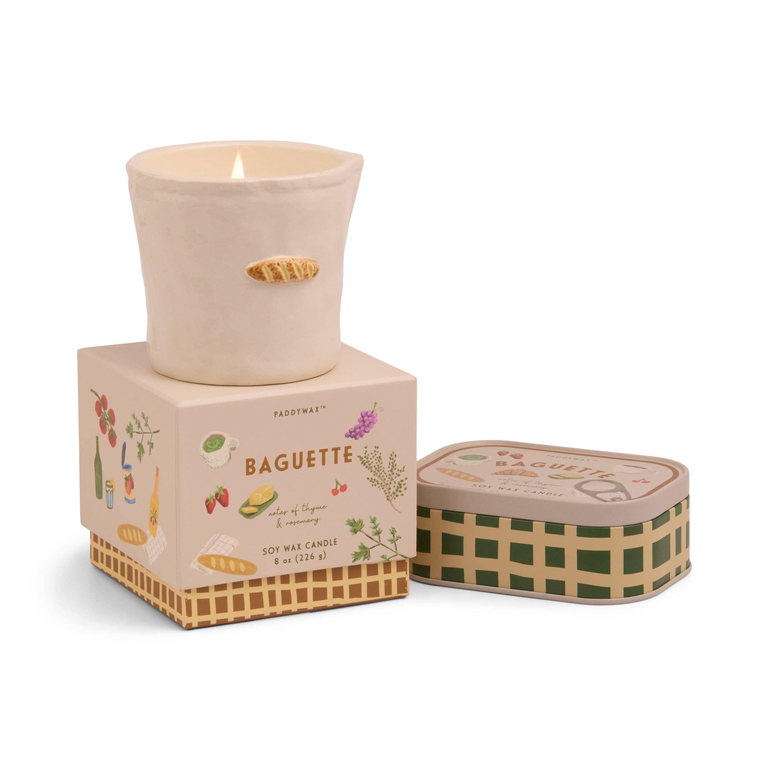 Paddywax Bistro Baguette Ceramic Candle - Rosemary Thyme