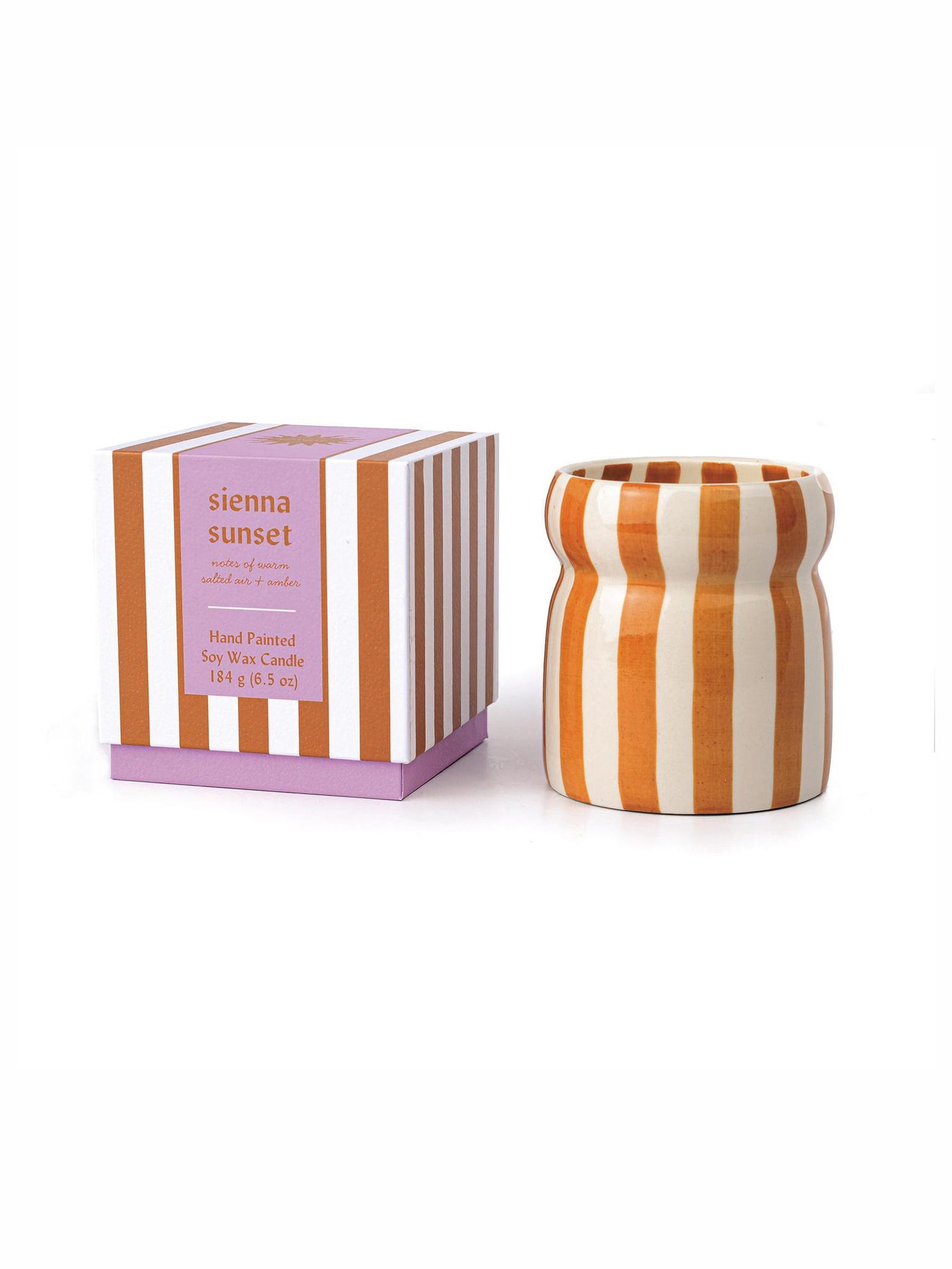 Cabana 6.5oz/184g Rust Striped Ceramic Candle - 7 Colours Available