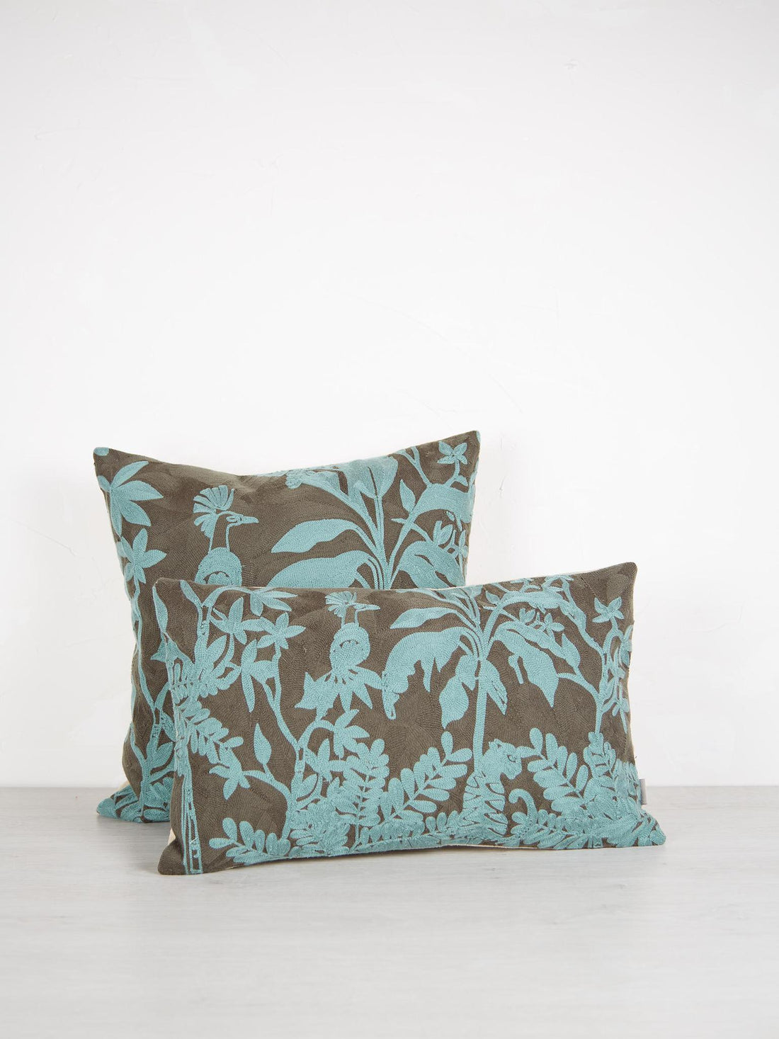 Raki Embroidered Cushion - 45x45cm - Carbone