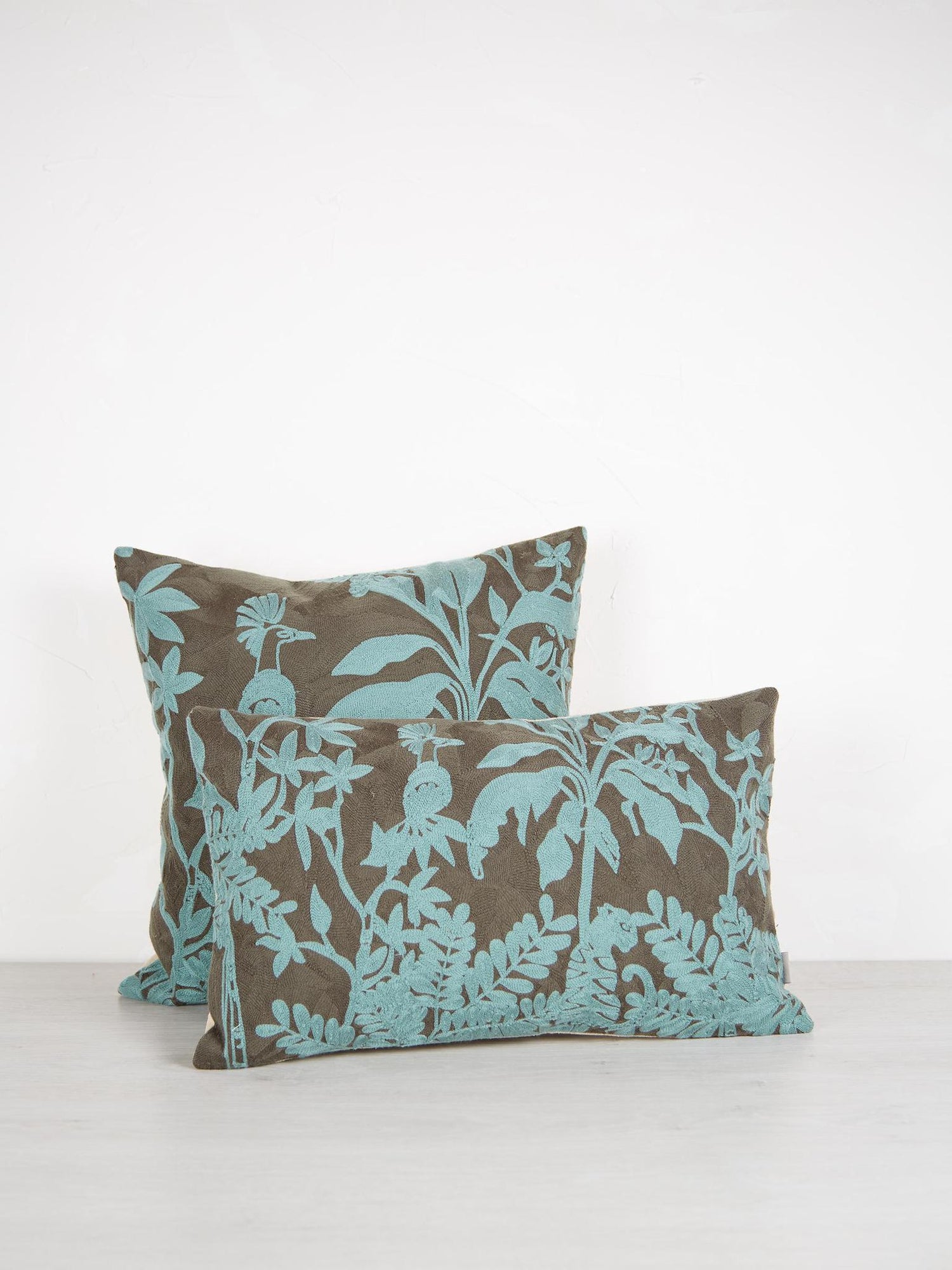 Raki Embroidered Cushion - 45x45cm - Carbone