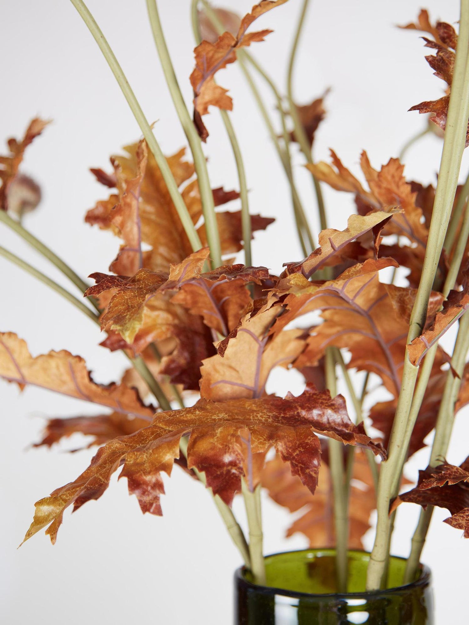 Faux Brown and Pink Poppy Seed Stem with Leaves