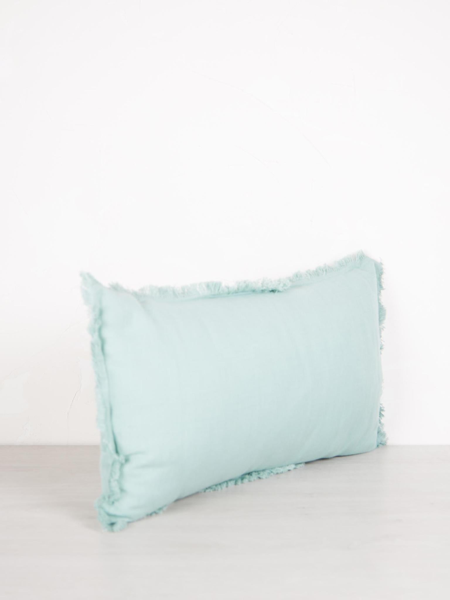 Laly Linen &amp; Cotton Plain Cushion in Opaline - 30x50cm