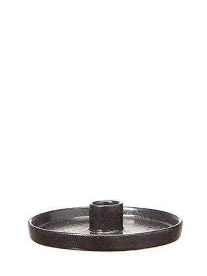 Isabell Black Stoneware Candle Holder