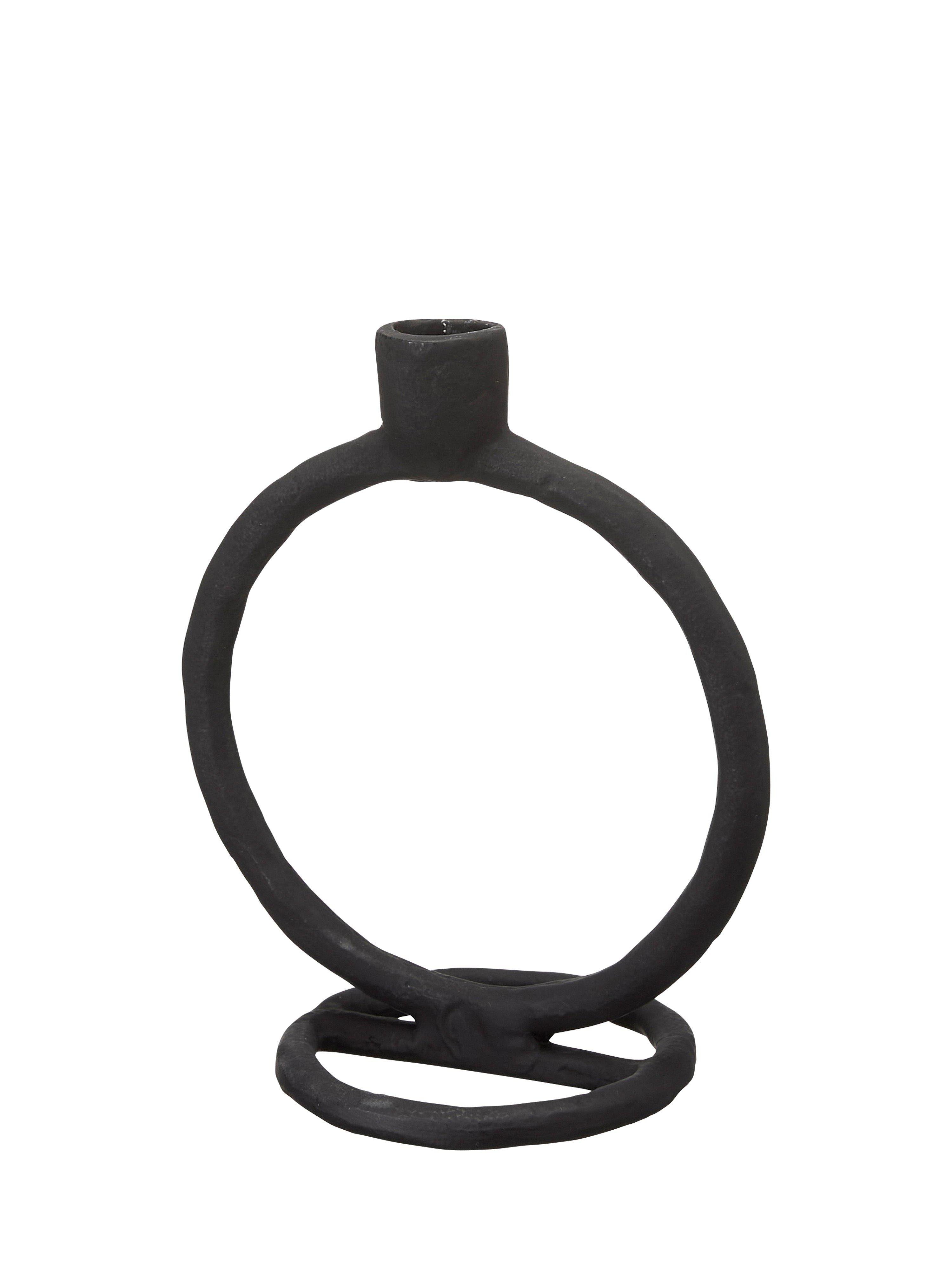 Naira Round Matt Black Candle Holder