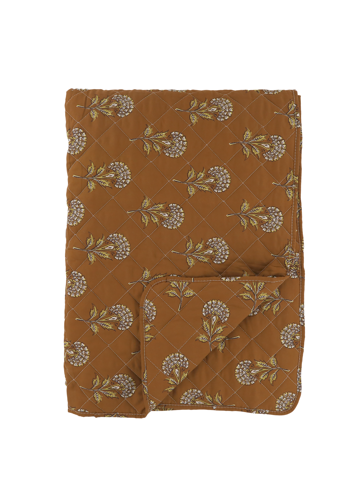 Terracotta Flower Print Quilt