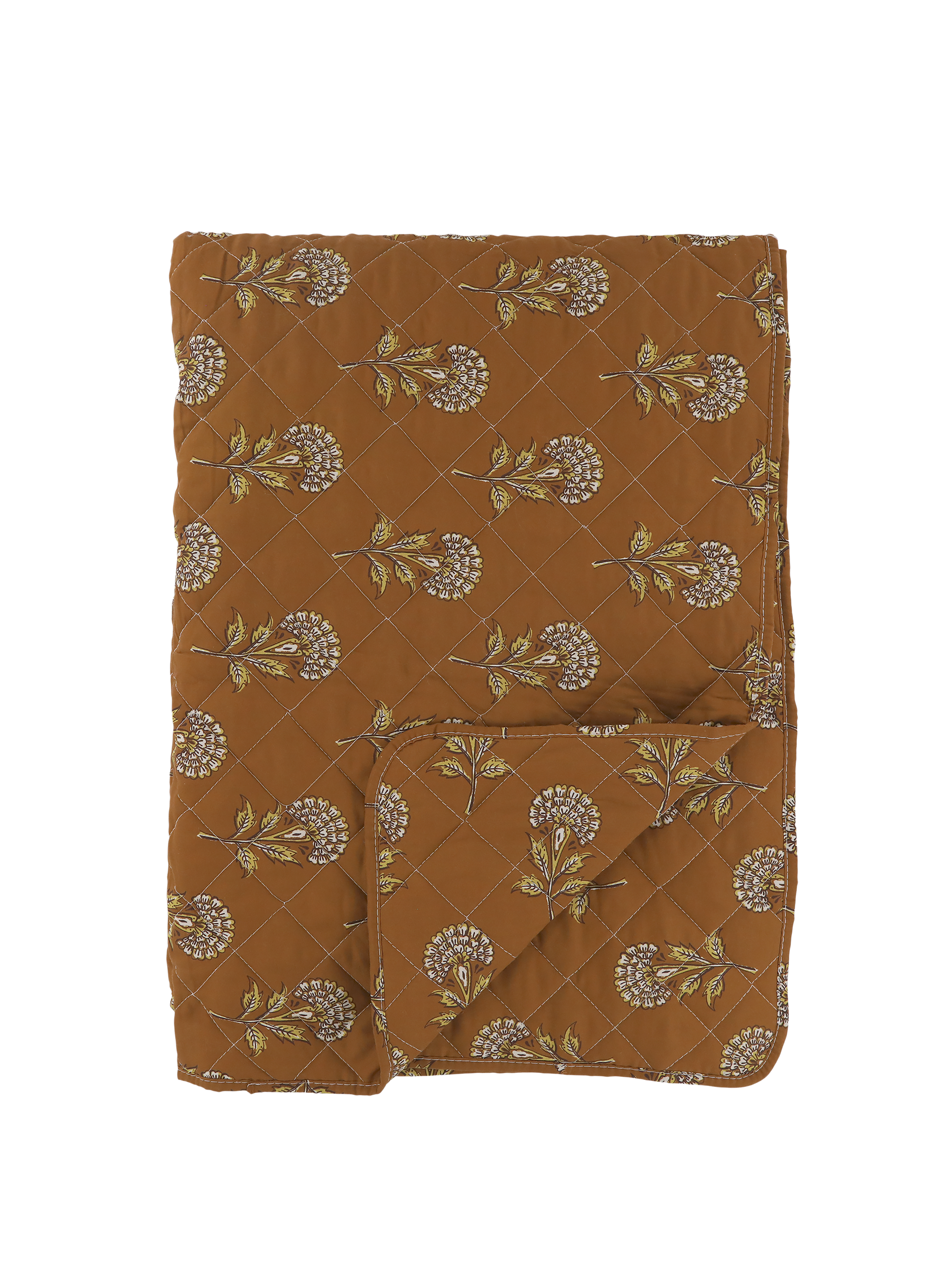 Terracotta Flower Print Quilt