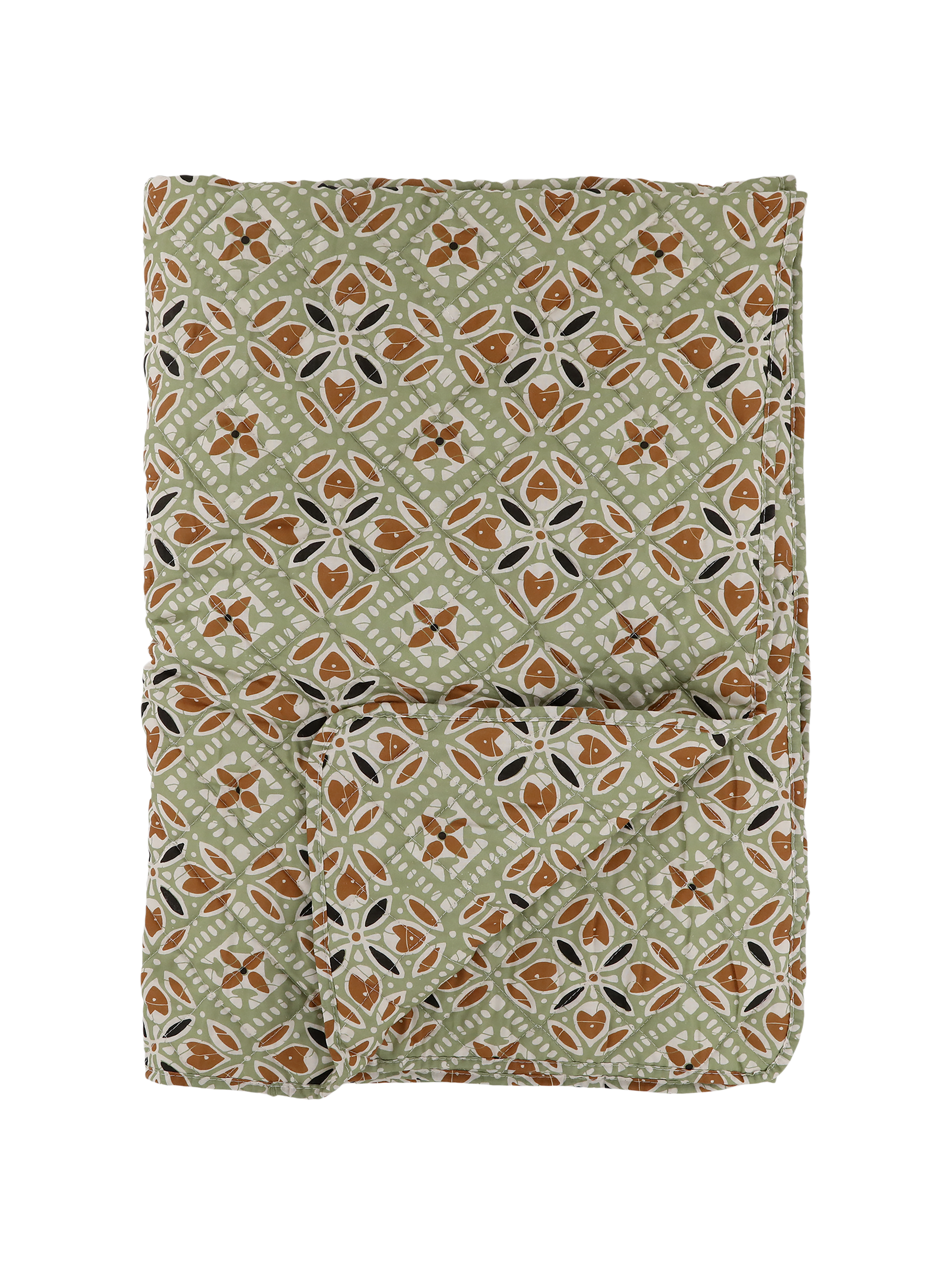 Verte And Terracotta Batik Pattern Quilt