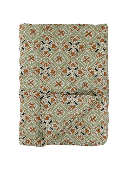 Verte And Terracotta Batik Pattern Quilt