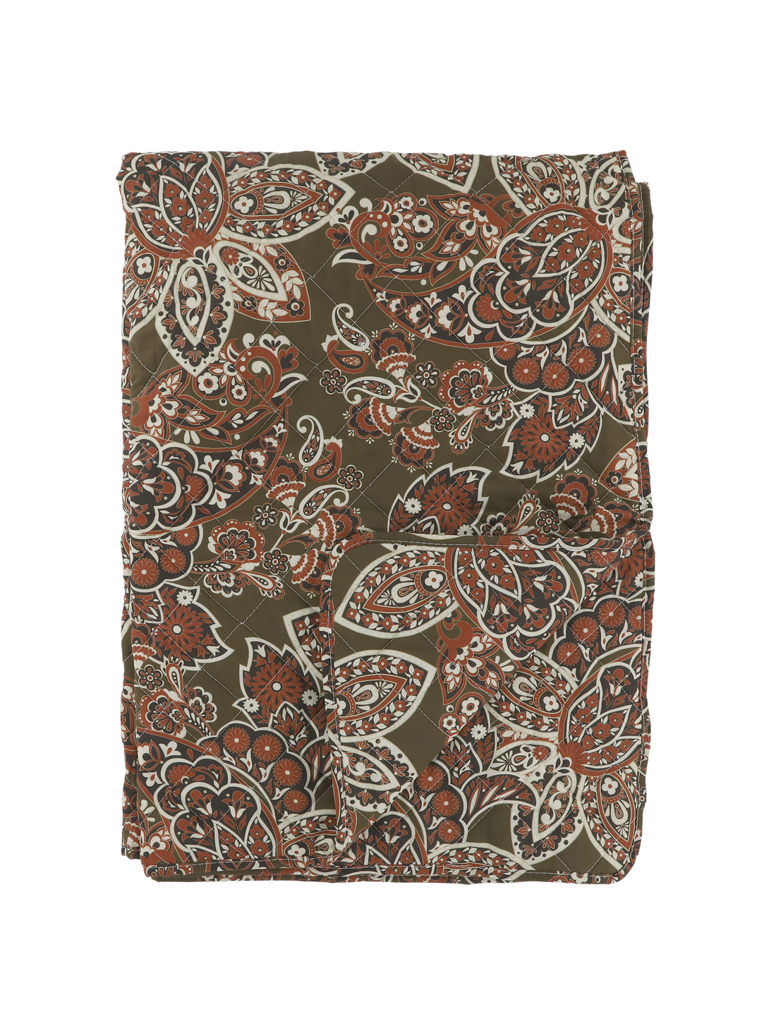 Moss And Terracotta Paisley Print Quilt