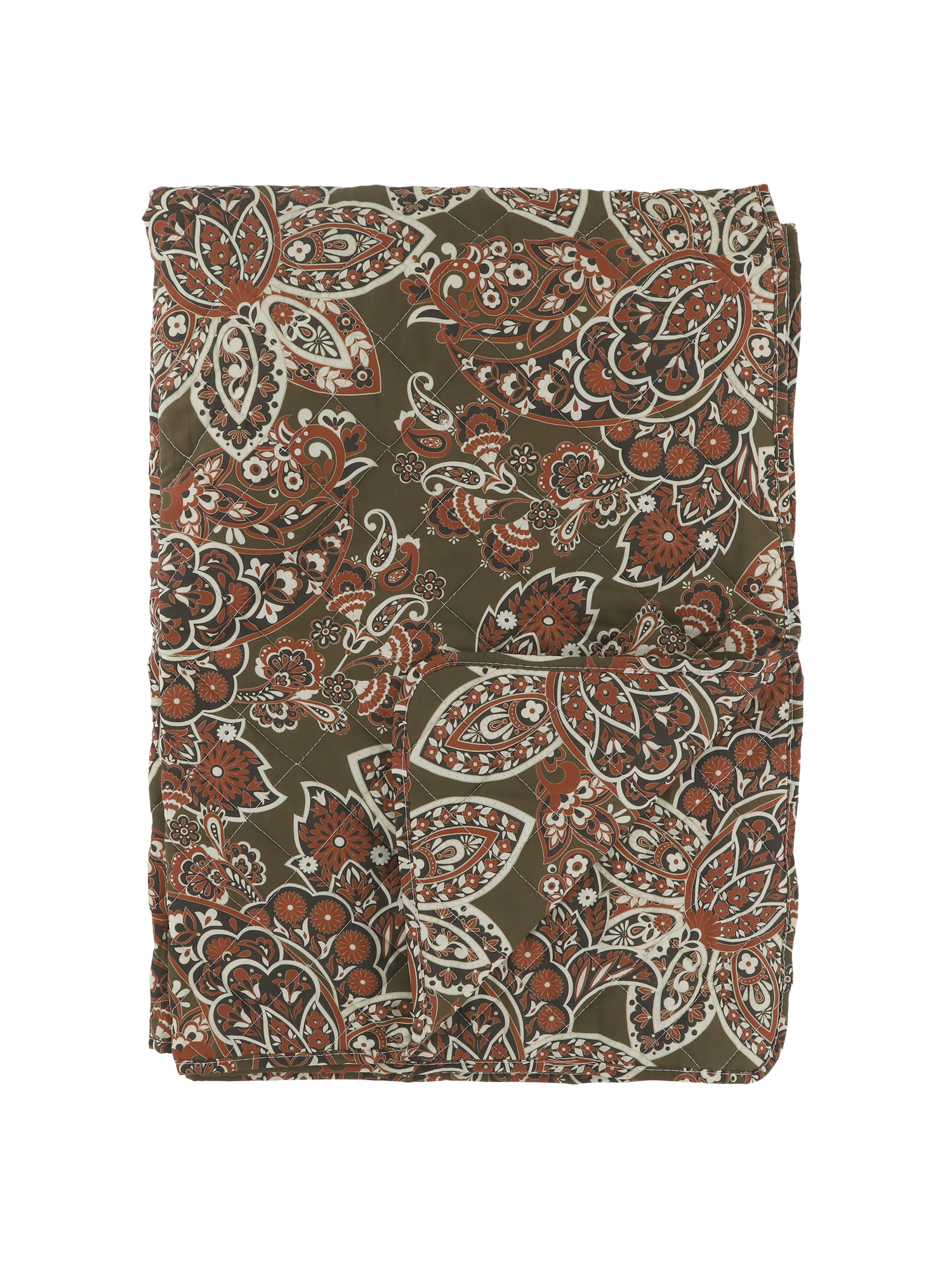 Moss And Terracotta Paisley Print Quilt