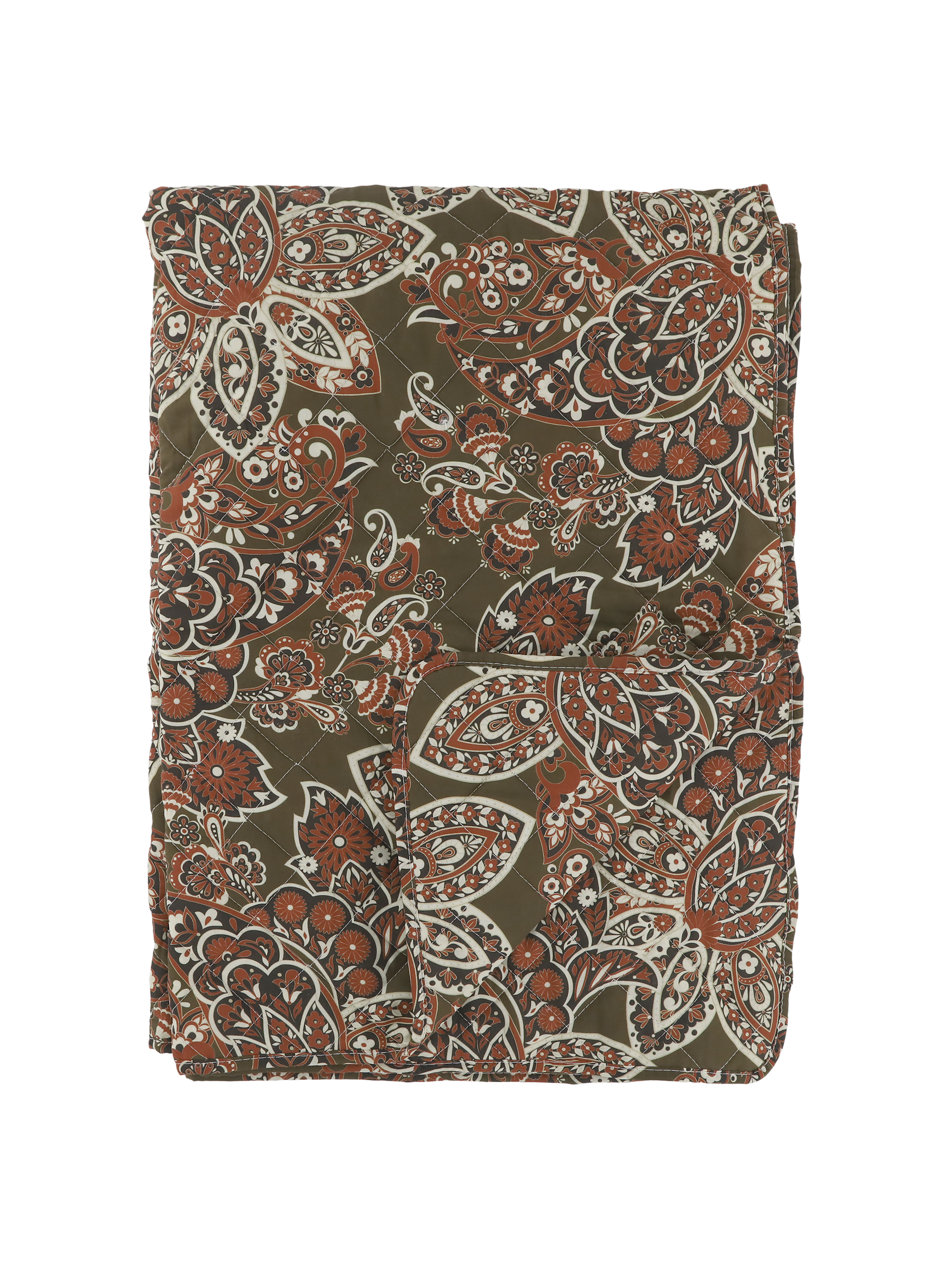 Moss And Terracotta Paisley Print Quilt