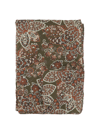 Moss And Terracotta Paisley Print Quilt