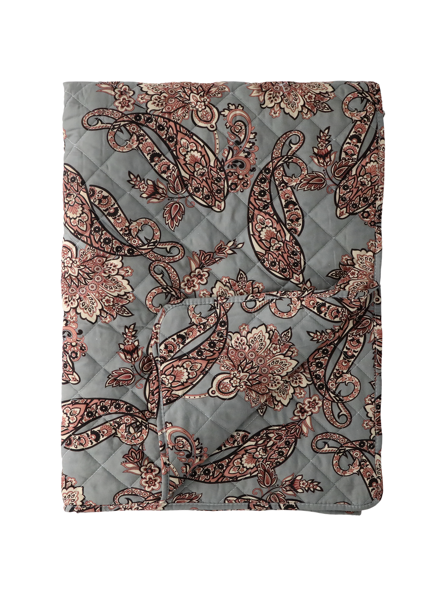 Opal And Taupe Paisley Print Quilt