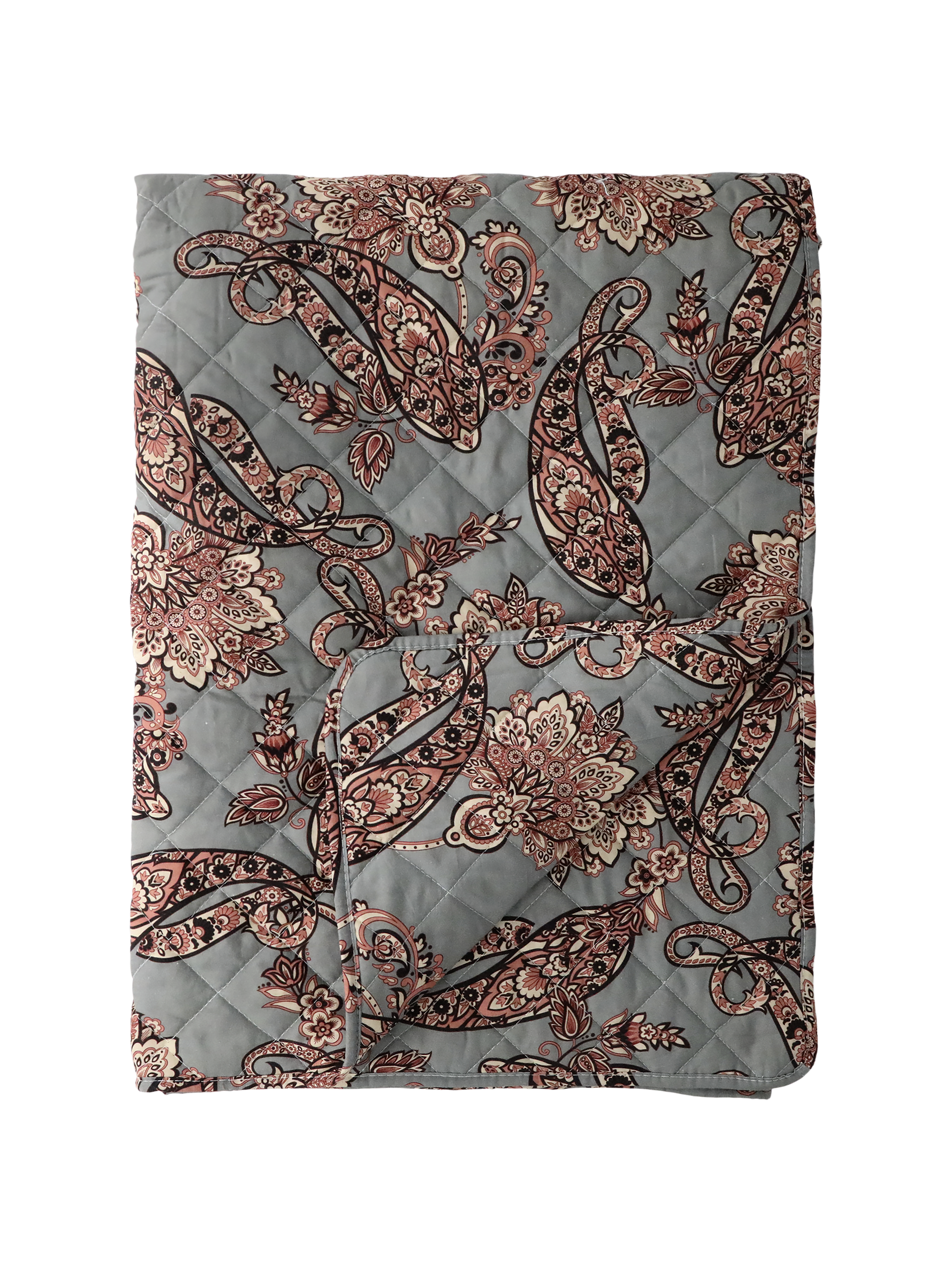 Opal And Taupe Paisley Print Quilt