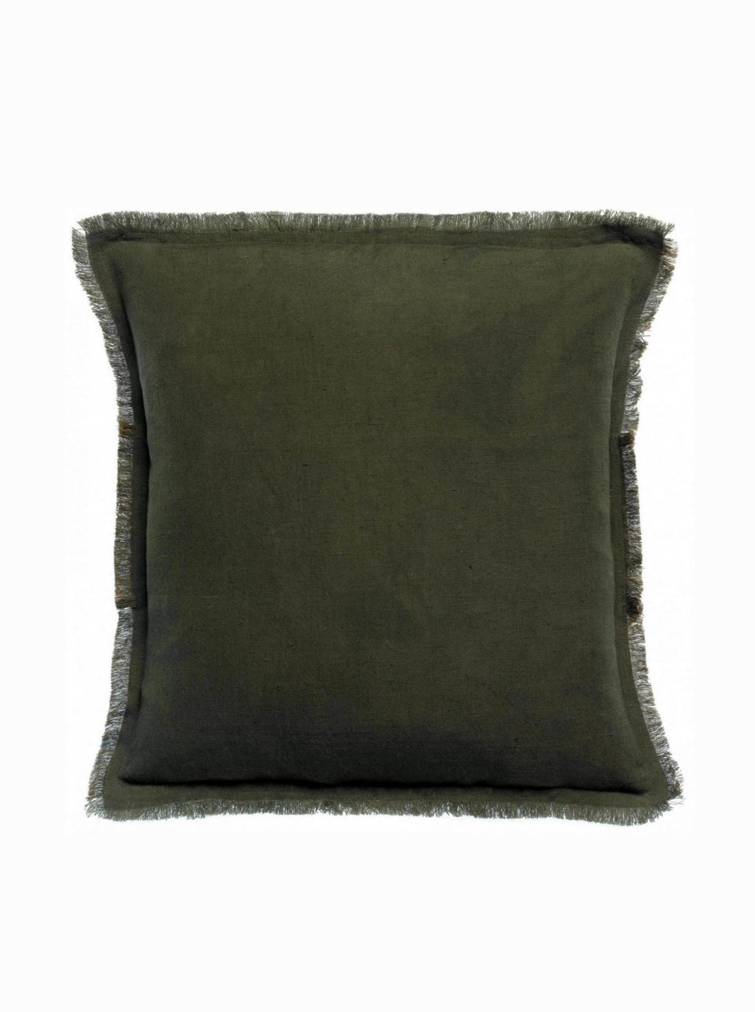 Laly Linen &amp; Cotton Plain Cushion in Olive - 45 x 45