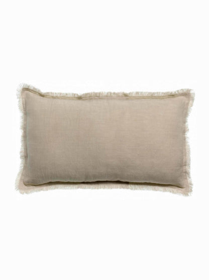 Laly Linen &amp; Cotton Plain Cushion in Lin - 30 x 50cm