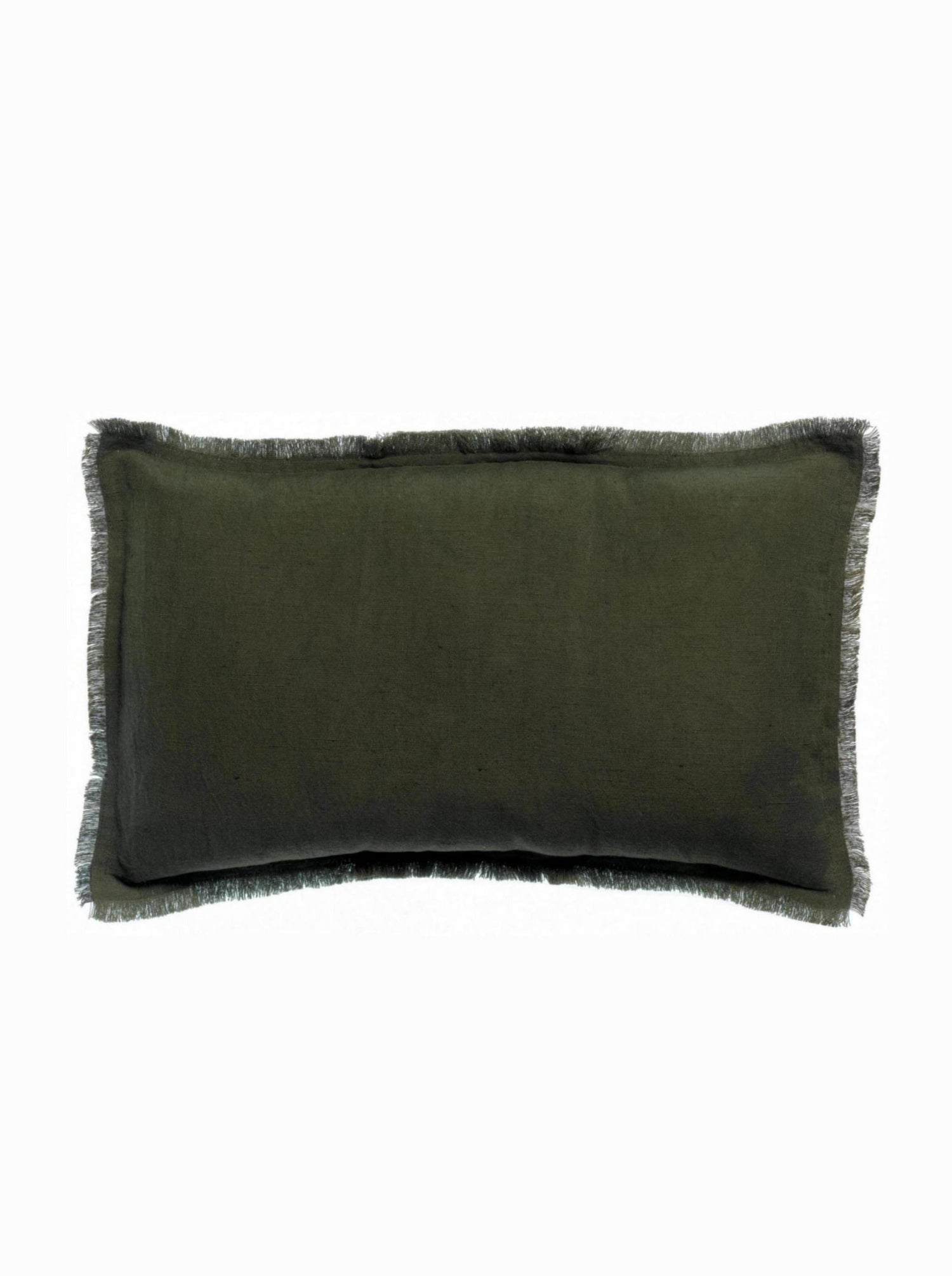 Laly Linen &amp; Cotton Plain Cushion in Olive - 30 x 50cm