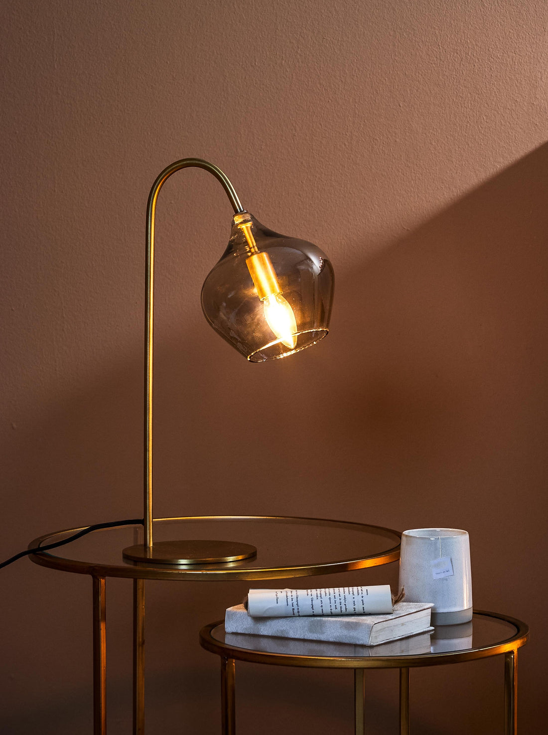 Rakel Table Lamp - Antique Bronze &amp; Smoked Glass