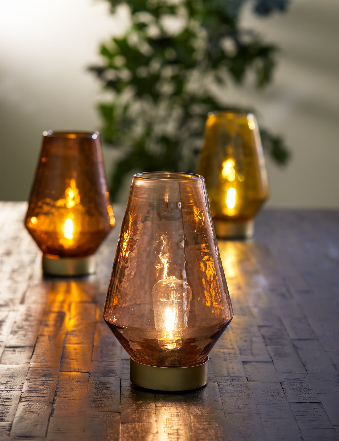 Treviso Amber Glass LED Lamp