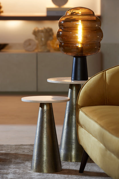 Misty Brown &amp; Black Glass Table Lamp