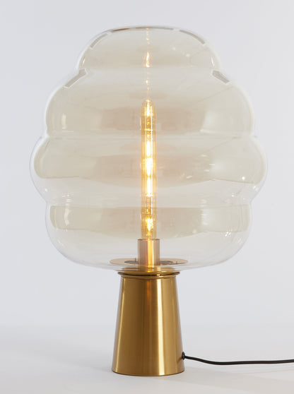 Misty Large Amber &amp; Gold Glass Table Lamp