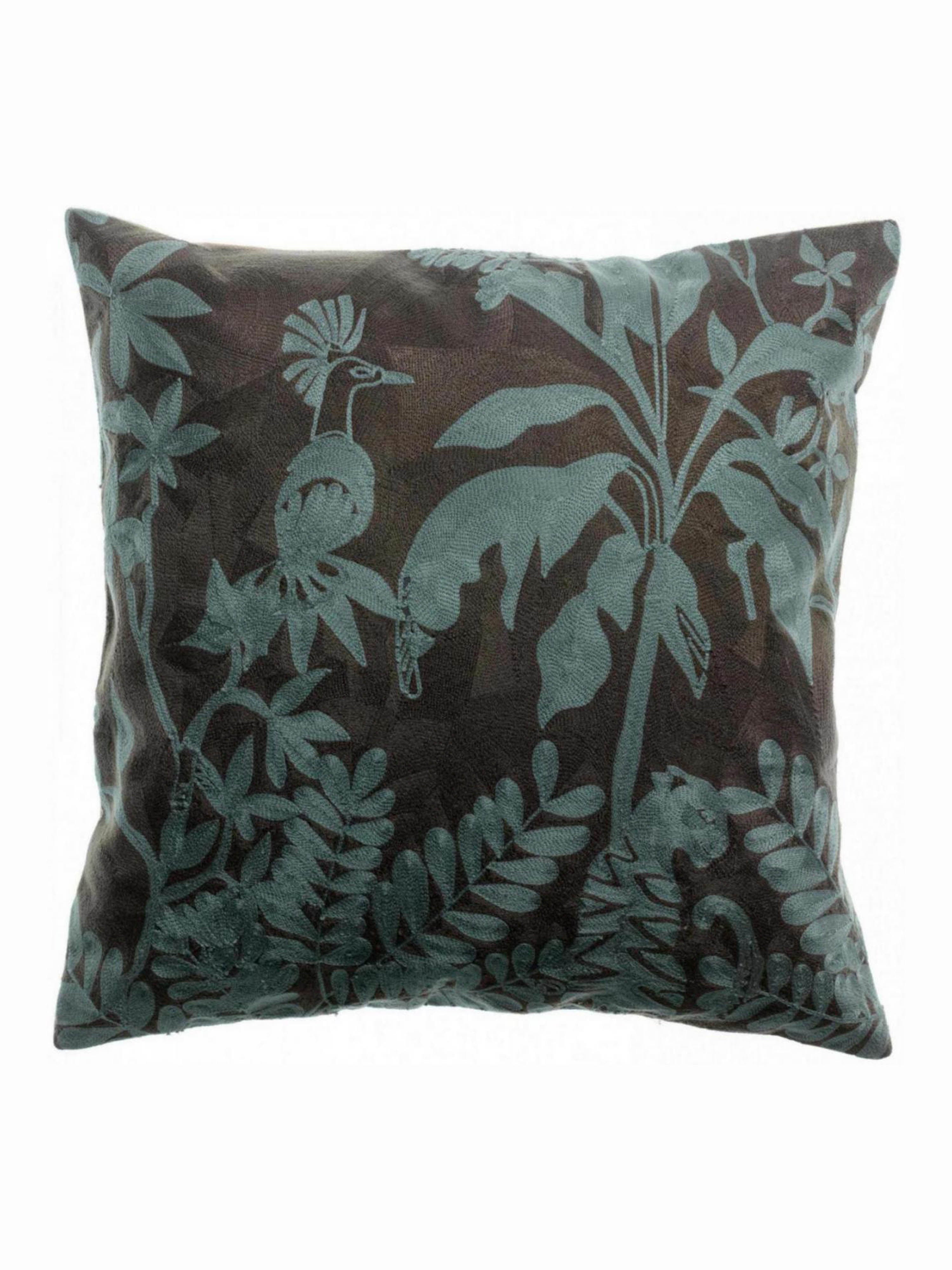 Raki Embroidered Cushion - 45x45cm - Carbone