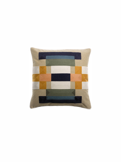 Bertille Embroidered Cushion - Geometric -