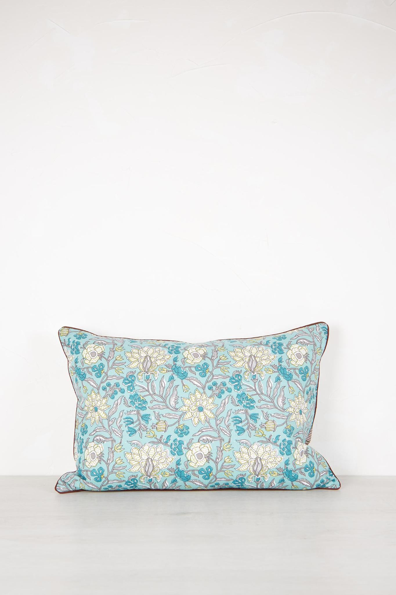 Brown, Green, White, Turquoise &amp; Grey Printed Cushion