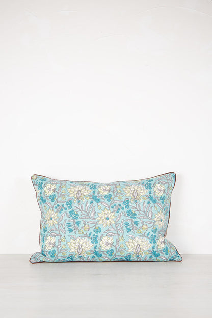 Brown, Green, White, Turquoise &amp; Grey Printed Cushion