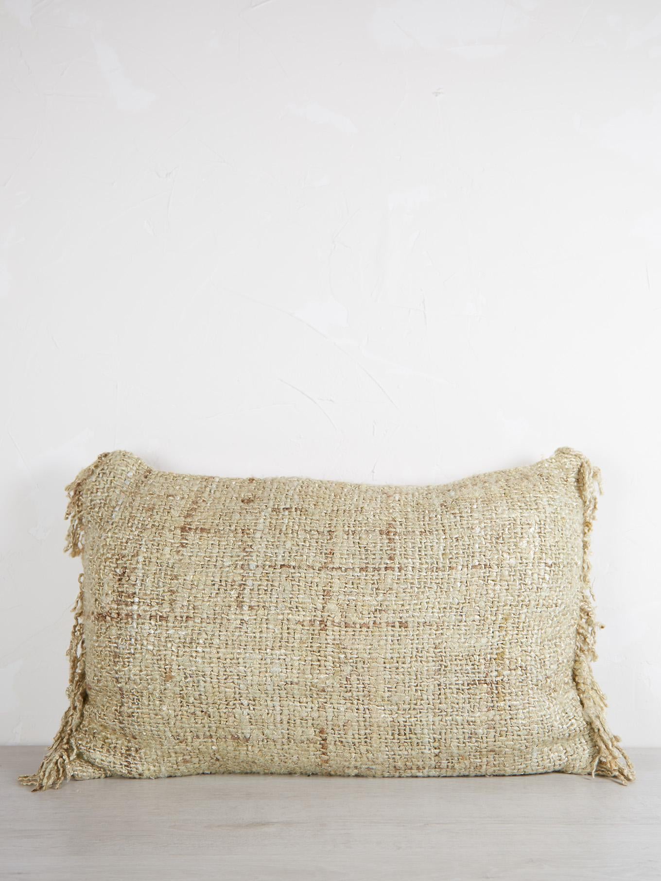 Ecru Woven Fringe Cushion