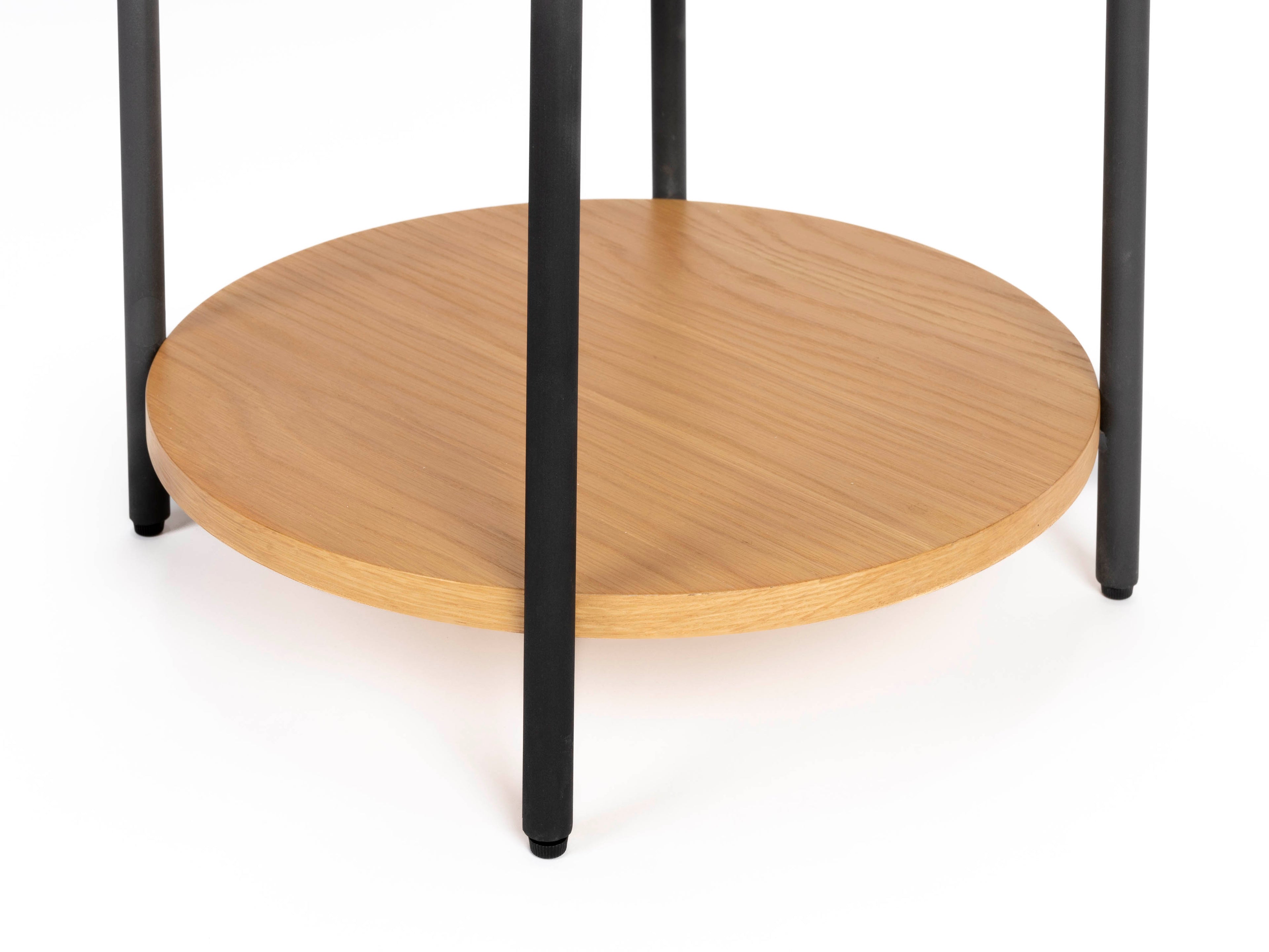 Slides Oak &amp; Metal Round Side Table