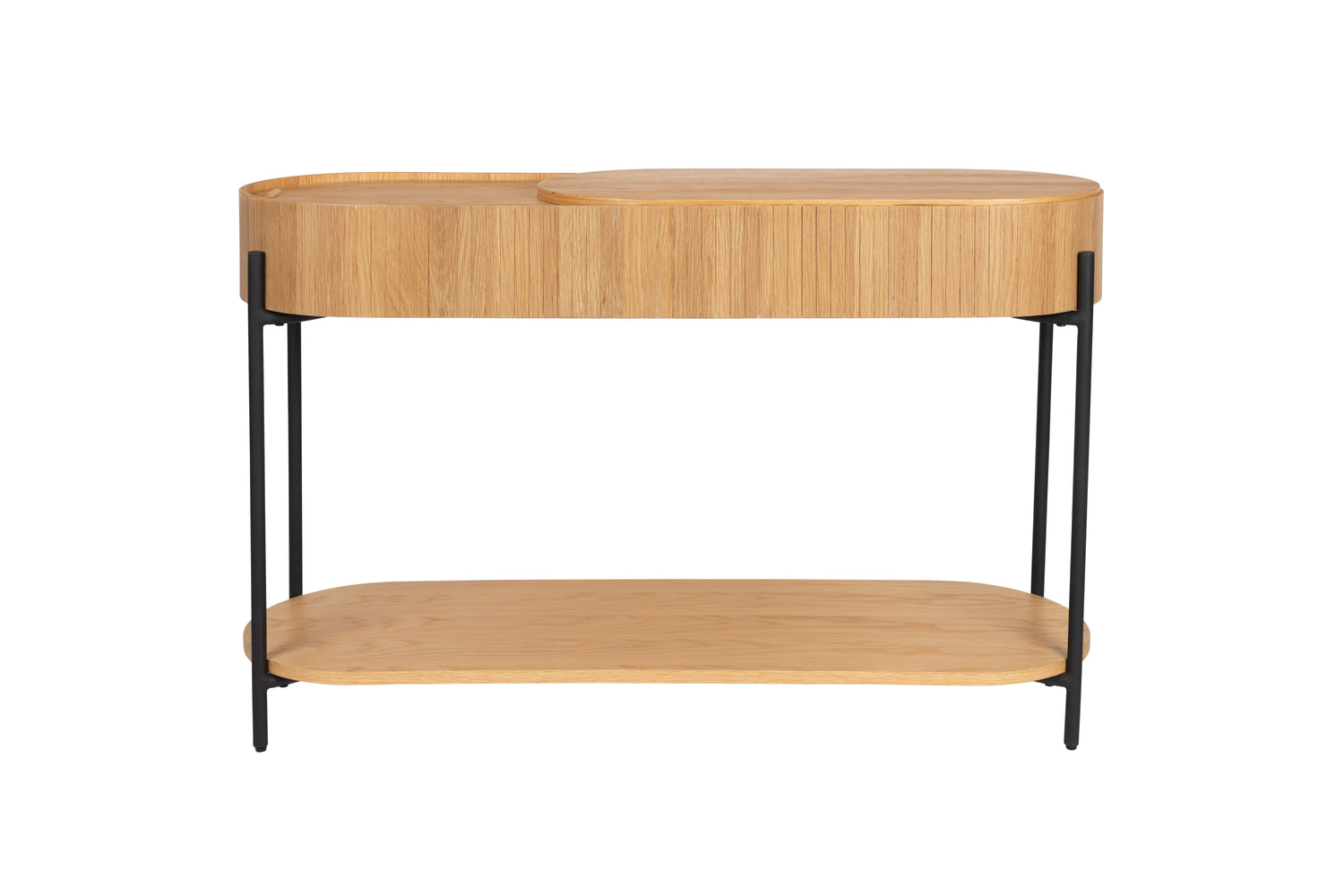 Slides Oak &amp; Metal Oval Console Table