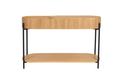 Slides Oak &amp; Metal Oval Console Table