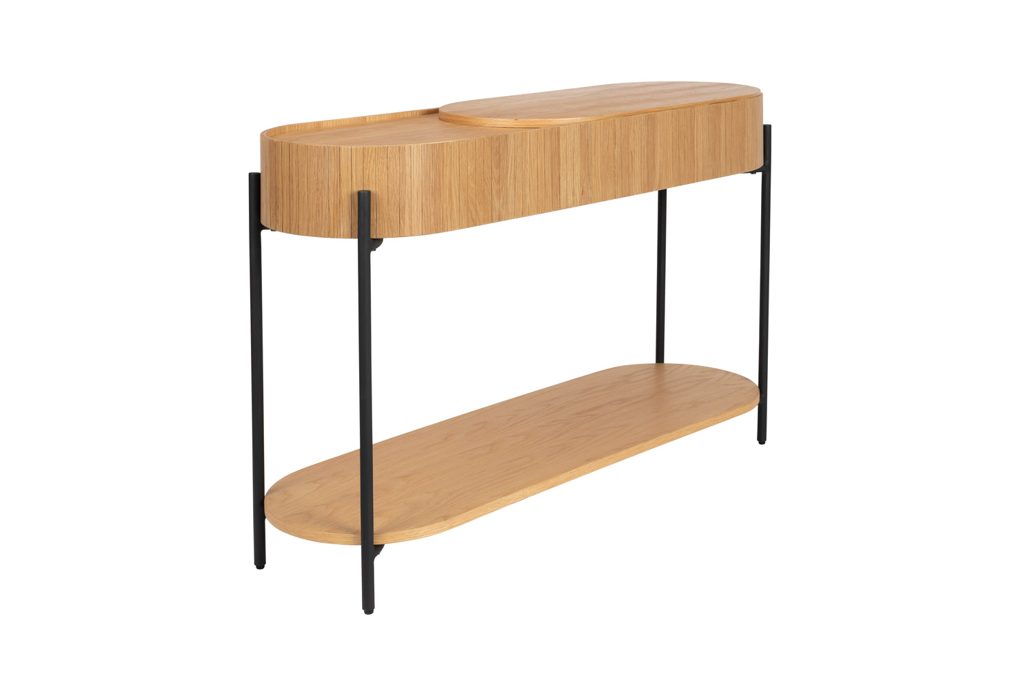 Slides Oak &amp; Metal Oval Console Table