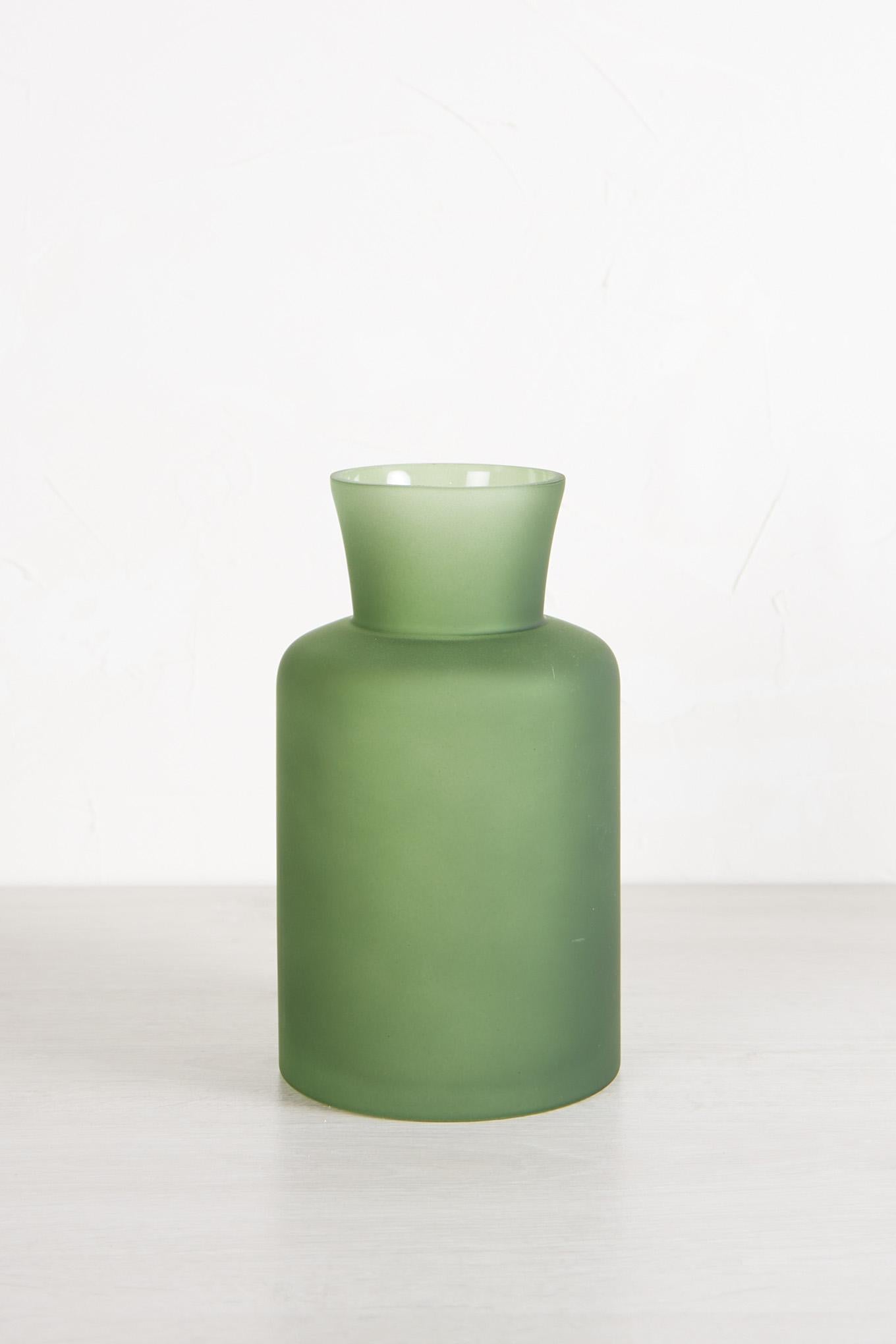 Smokey Green Glass Vase