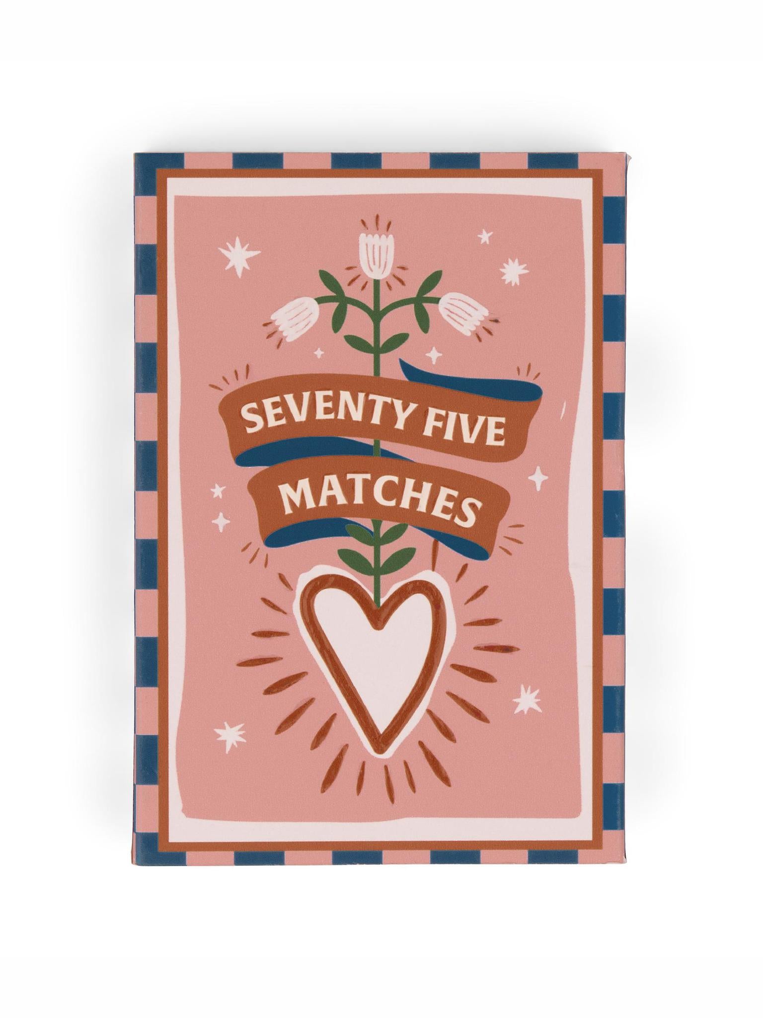 Adopo Boxed Matches &quot;Hearts&quot; Pink - 75 matches (9.6 CM)