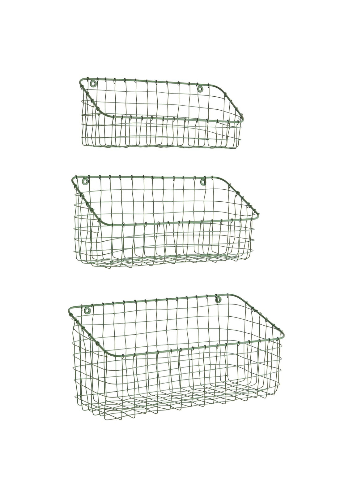 Green Iron Mesh Wall Baskets - 3 Sizes Available