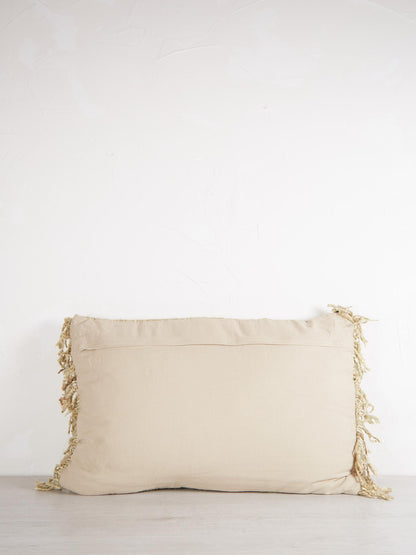 Ecru Woven Fringe Cushion