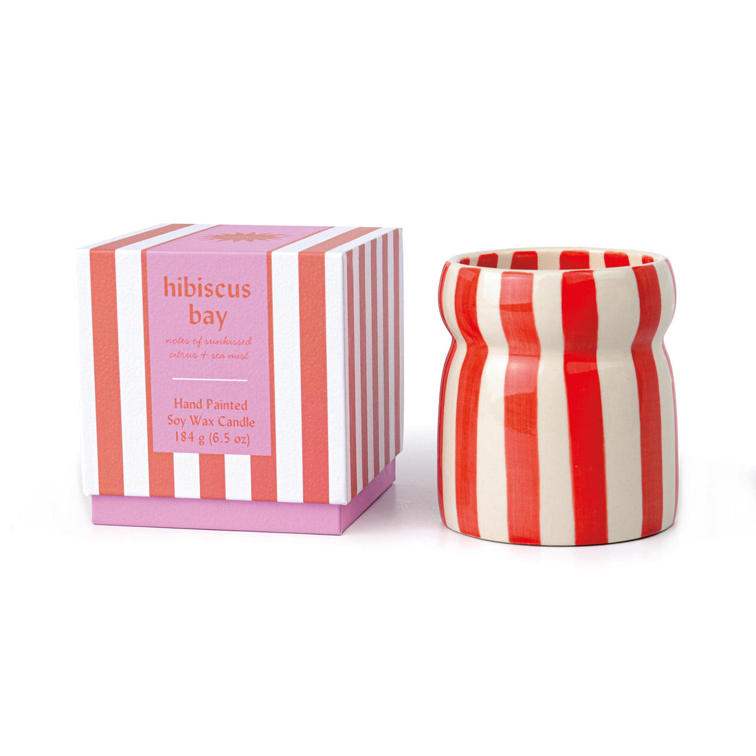 Cabana 6.5oz/184g Rust Striped Ceramic Candle - 7 Colours Available