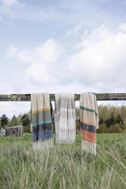 Isabel Recycled Striped Fringed Throw - Natural