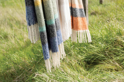 Isabel Recycled Striped Fringed Throw - Natural