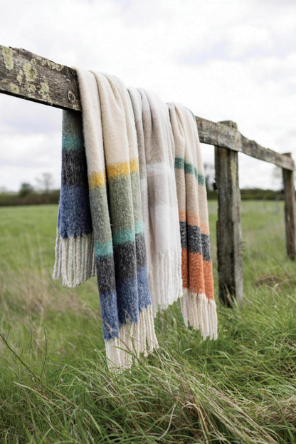 Isabel Recycled Striped Fringed Throw - Natural