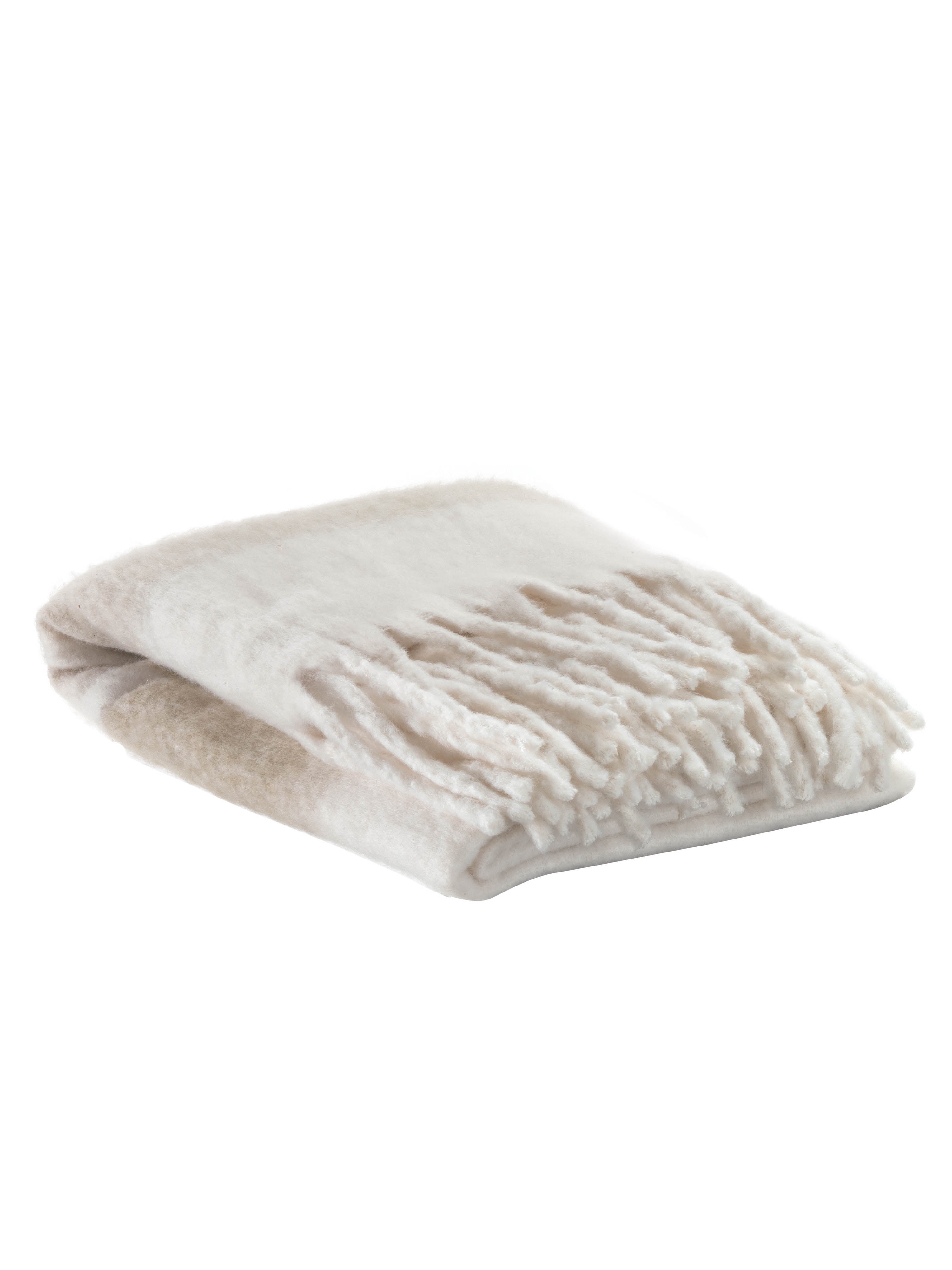 Isabel Recycled Striped Fringed Throw - Natural