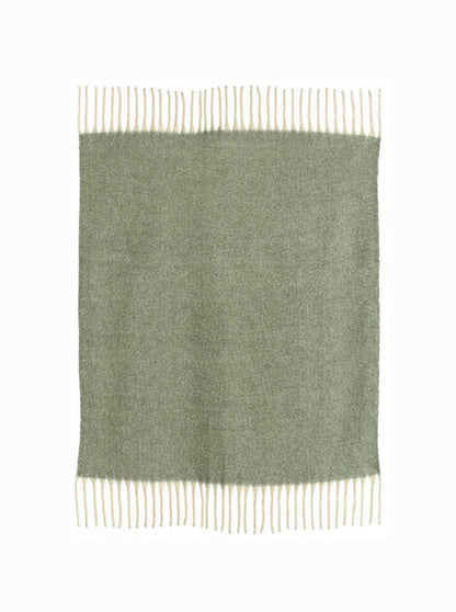 Isabel Recycled Fringed Throw - Vert De Gris